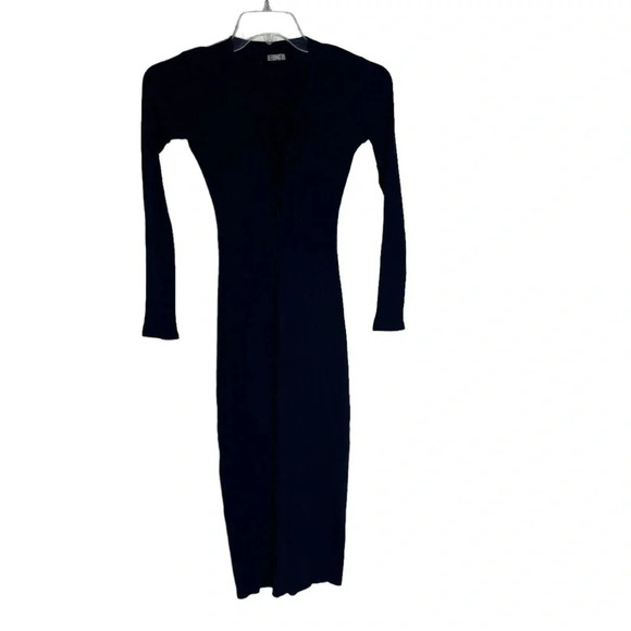 Reformation Edison Lace Up Rib Knit Midi Dress NAVY Blue Size XS - Picture 6 of 13